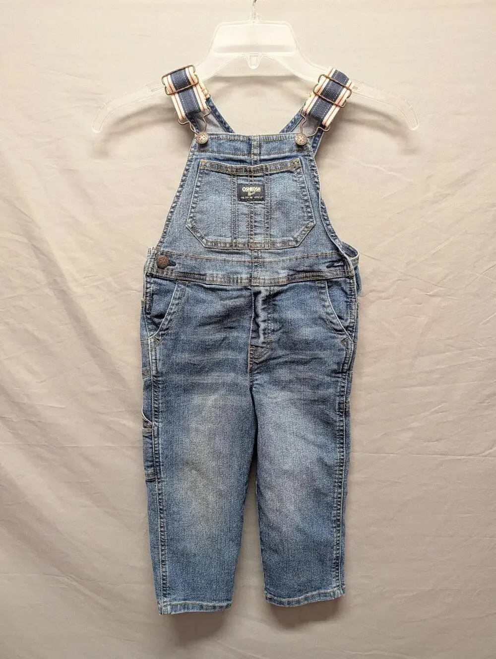 OshKosh B'gosh Overalls Boys 3T Blue Denim Bib Carpenter Adjustable Straps Kids